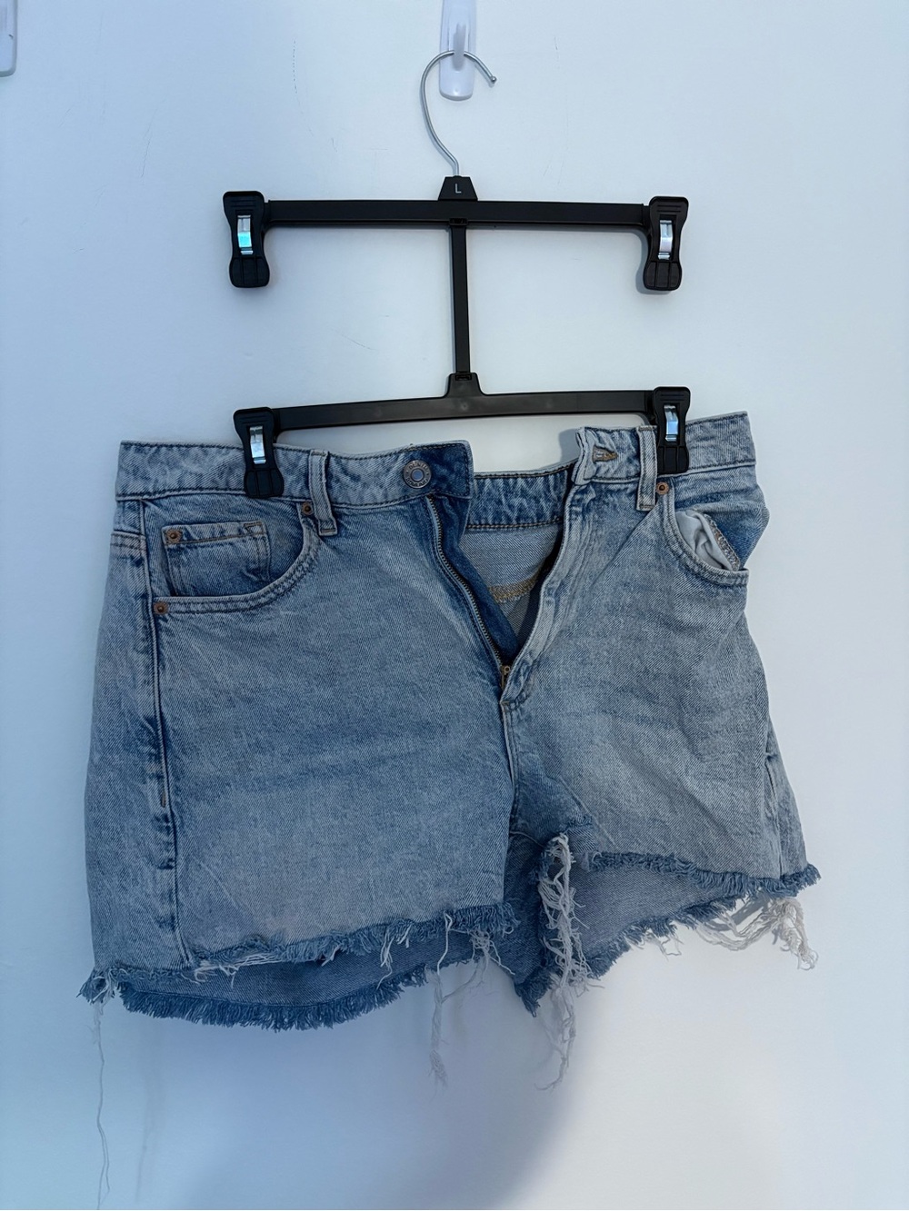 Garage Light Blue Distressed Denim Shorts